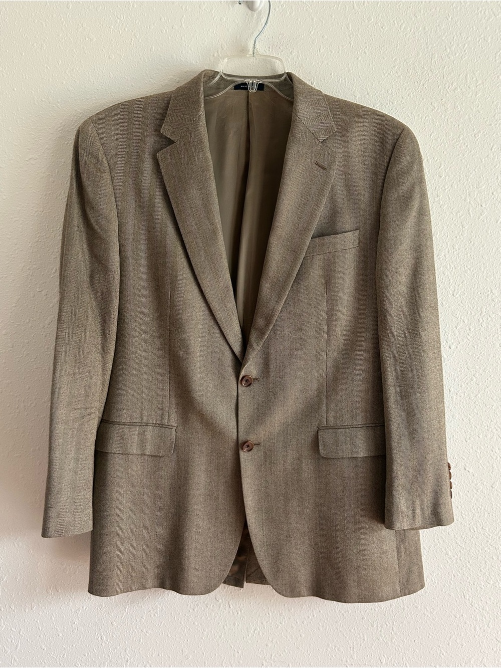 Ralph Lauren Silk Sport Coat Blazer Jacket Men's Size 44L Brown Herringbone